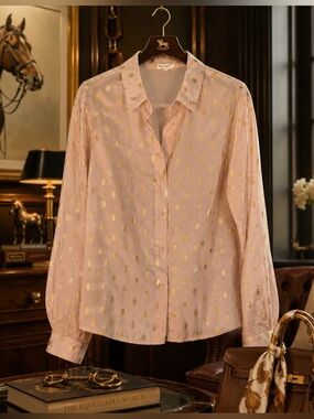 Lala Factory Elegant Gold Polka Dot Women's Top